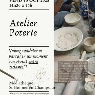 Atelier poterie. Venez modeler et partager un moment convivial entre aidants !_Saint-Bonnet-en-Champsaur