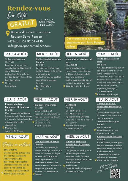programme des rendez-vous de l'été Serre-Ponçon vallées 2026