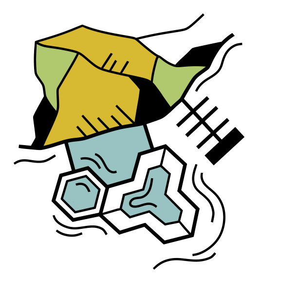 Plage de bois Vieux avec piscines flottantes illustrées 